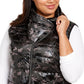 Calvin Klein Woemn' Plus Colete Puffer Estampado Preto Tamanho Extra Grande