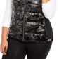Calvin Klein Woemn' Plus Colete Puffer Estampado Preto Tamanho Extra Grande