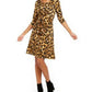 Vestido feminino NY Collection Petite estampado com decote torcido e zíper, tamanho grande, amarelo
