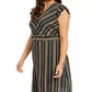 Vestido Monteau Feminino Plus Size com Mangas Babadas e Ajuste Flare Verde Tamanho 2 Extra Grande