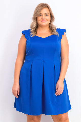 Vestido feminino Monteau plus size com corte em A evasê, azul, tamanho 1X