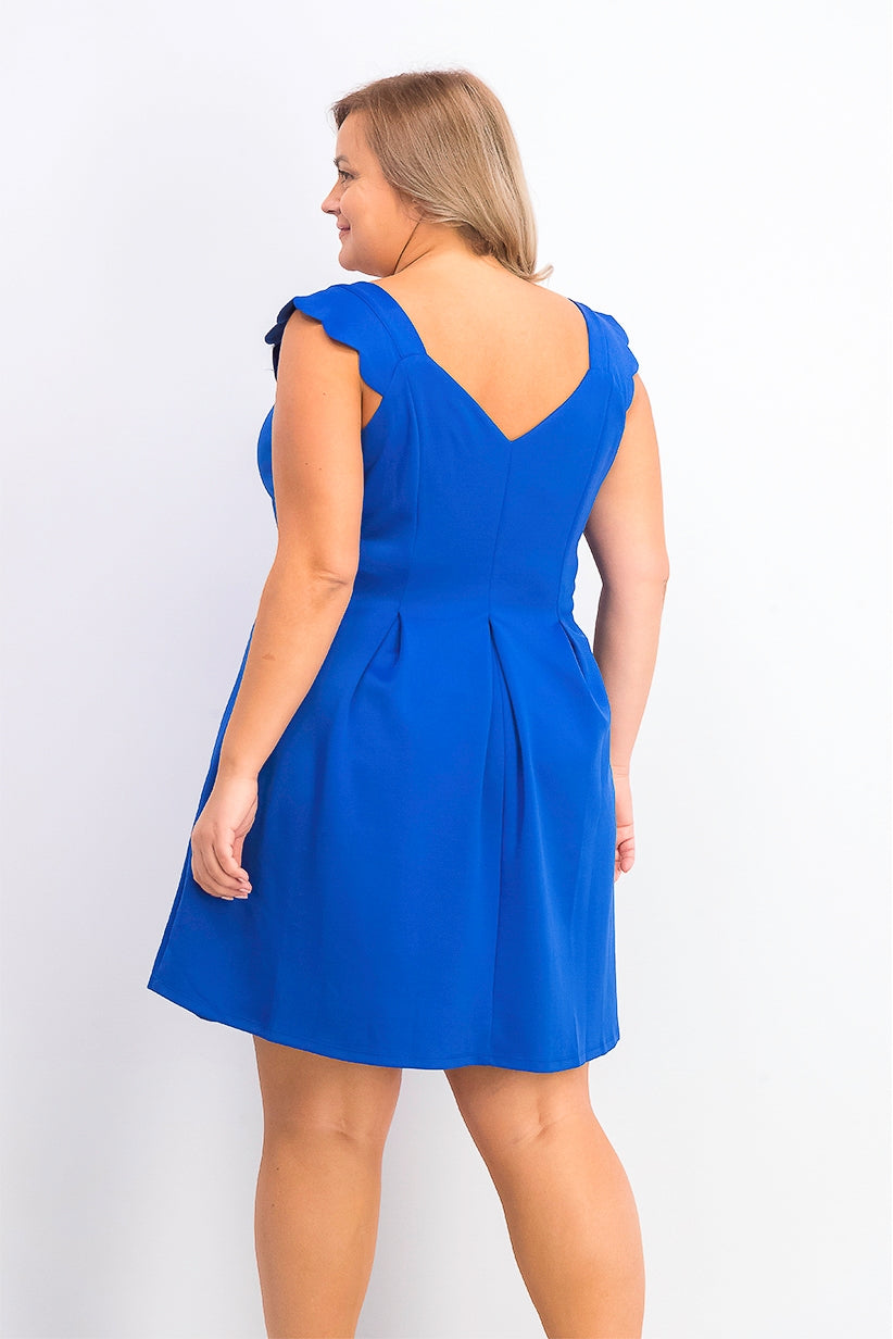 Vestido feminino Monteau plus size com corte em A evasê, azul, tamanho 1X
