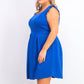 Vestido feminino Monteau plus size com corte em A evasê, azul, tamanho 1X