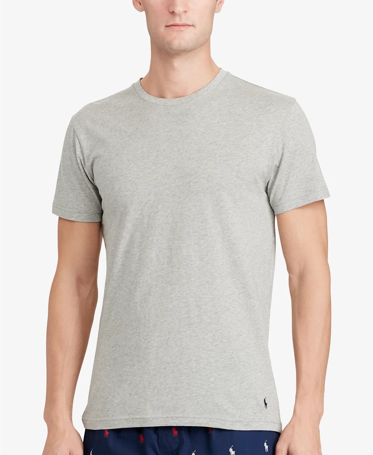 Camiseta masculina bordada Polo Ralph Lauren cinza tamanho grande