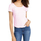 Camiseta canelada com detalhes em alface Pink Rose Juniors, tamanho médio
