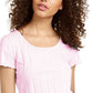 Camiseta canelada com detalhes em alface Pink Rose Juniors, tamanho médio