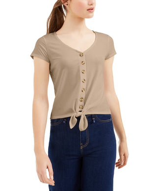 Blusa canelada com amarração frontal e frapê Mocha Juniors tamanho P