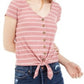 Blusa canelada com amarração frontal Pink Rose Juniors, tamanho médio, roxa