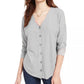 Blusa texturizada com botões frontais Pink Rose Hippie Rose Juniors, tamanho grande, cinza