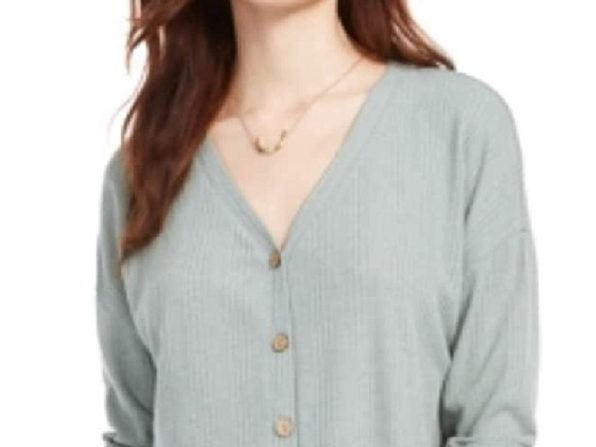 Blusa Hippie Rose Juniors com botões e amarração frontal, verde, tamanho médio