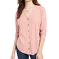 Blusa Hippie Rose Juniors com botões e amarração frontal, rosa, tamanho grande