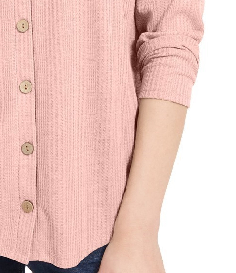 Blusa de botões com amarração frontal Pink Rose Hippie Rose Juniors, tamanho pequeno