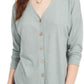Blusa de botões com amarração frontal Pink Rose Hippie Rose Juniors, tamanho P, verde