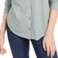 Blusa de botões com amarração frontal Pink Rose Hippie Rose Juniors, tamanho P, verde