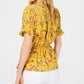 Top peplum feminino Monteau Petite com babados e acabamento mostarda tamanho Petite Large