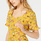 Top peplum feminino Monteau Petite com babados e acabamento mostarda tamanho Petite Large