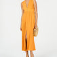 Vestido longo feminino Monteau Petite com bainha dividida e corte A, tamanho amarelo Petit X-Large