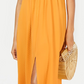 Vestido longo feminino Monteau Petite com bainha dividida e corte A, tamanho amarelo Petit X-Large