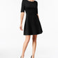 Vestido feminino Monteau Petite com decote recortado e ajuste evasê, preto, tamanho grande
