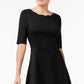 Vestido feminino Monteau Petite com decote recortado e ajuste evasê, preto, tamanho grande