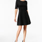 Vestido Monteau Feminino com Decote Recortado e Ajuste Flare, Preto, Tamanho Pequeno e Extra Grande