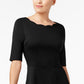 Vestido Monteau Feminino com Decote Recortado e Ajuste Flare, Preto, Tamanho Pequeno e Extra Grande