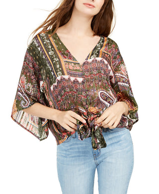 Top Lurex com Amarração Frontal Polly &amp; Esther Juniors Verde Tamanho Médio