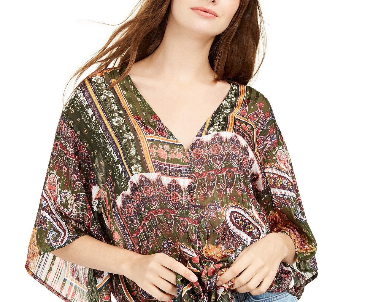 Top Lurex com Amarração Frontal Polly &amp; Esther Juniors Verde Tamanho Médio