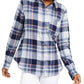 Camisa utilitária xadrez infantil Polly &amp; Esther azul tamanho pequeno
