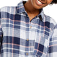 Camisa utilitária xadrez infantil Polly &amp; Esther azul tamanho pequeno