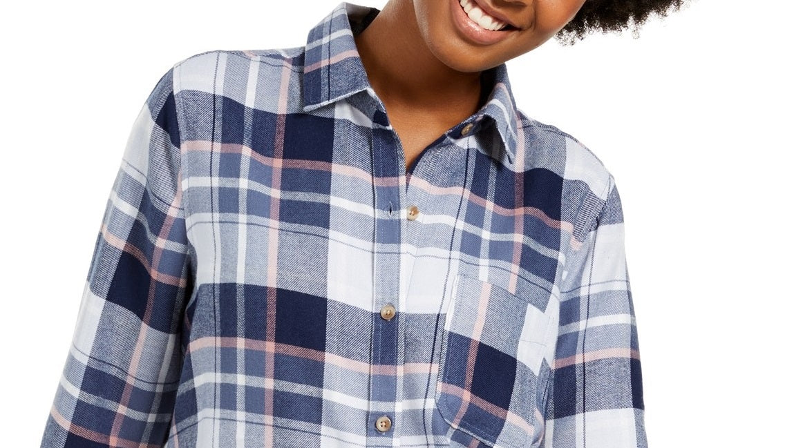Camisa utilitária xadrez infantil Polly &amp; Esther azul tamanho pequeno