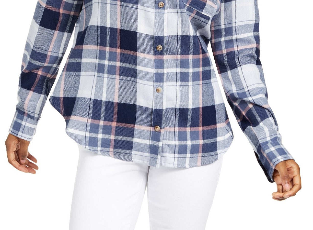 Camisa utilitária xadrez infantil Polly &amp; Esther azul tamanho pequeno