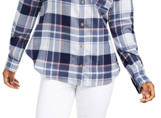 Camisa utilitária xadrez infantil Polly &amp; Esther azul tamanho pequeno