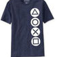 Camiseta gráfica masculina Ripple Junction com botões para PlayStation, tamanho azul-marinho, tamanho médio