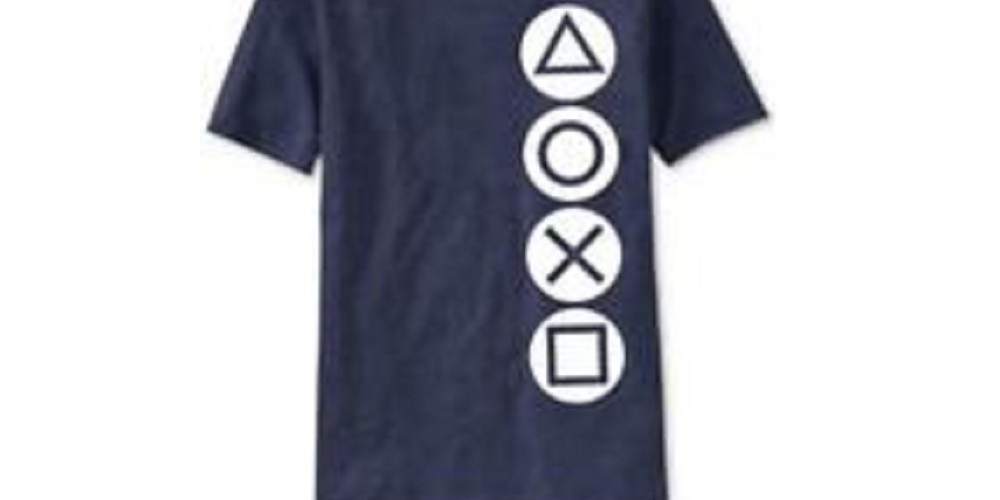 Camiseta gráfica masculina Ripple Junction com botões para PlayStation, tamanho azul-marinho, tamanho médio