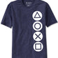 Camiseta gráfica masculina com botões do PlayStation, tamanho azul marinho, extra grande