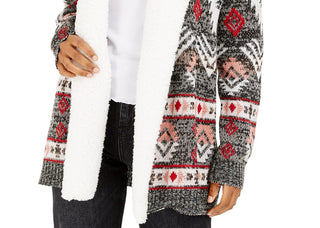 Cardigan Crave Frame Juniors com acabamento em Sherpa, cinza, tamanho pequeno