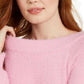 Suéter feminino quase famoso, estilo juvenil, ombro caído, rosa, tamanho extra grande
