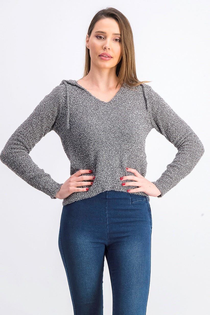 Moletom com capuz Crave Fame Juniors Marled Fuzzy, preto, tamanho médio