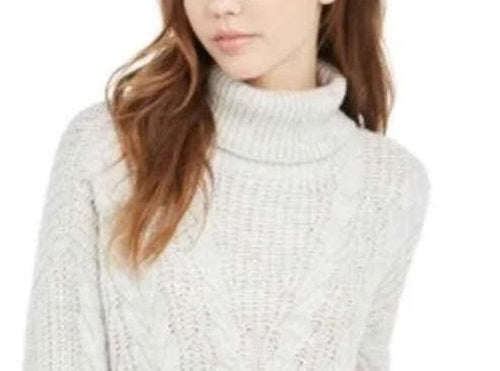 Suéter de tricô com gola alta Crave Fame Juniors, tamanho grande, prateado