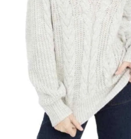 Suéter de tricô com gola alta Crave Fame Juniors, tamanho grande, prateado