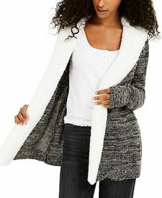 Cardigan Crave Fame Juniors com acabamento Sherpa, cinza, tamanho extra pequeno