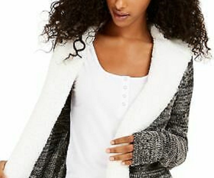 Cardigan Crave Fame Juniors com acabamento Sherpa, cinza, tamanho extra pequeno
