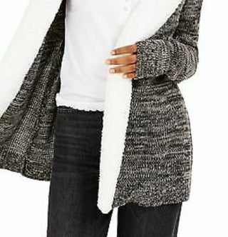 Cardigan Crave Fame Juniors com acabamento Sherpa, cinza, tamanho extra pequeno