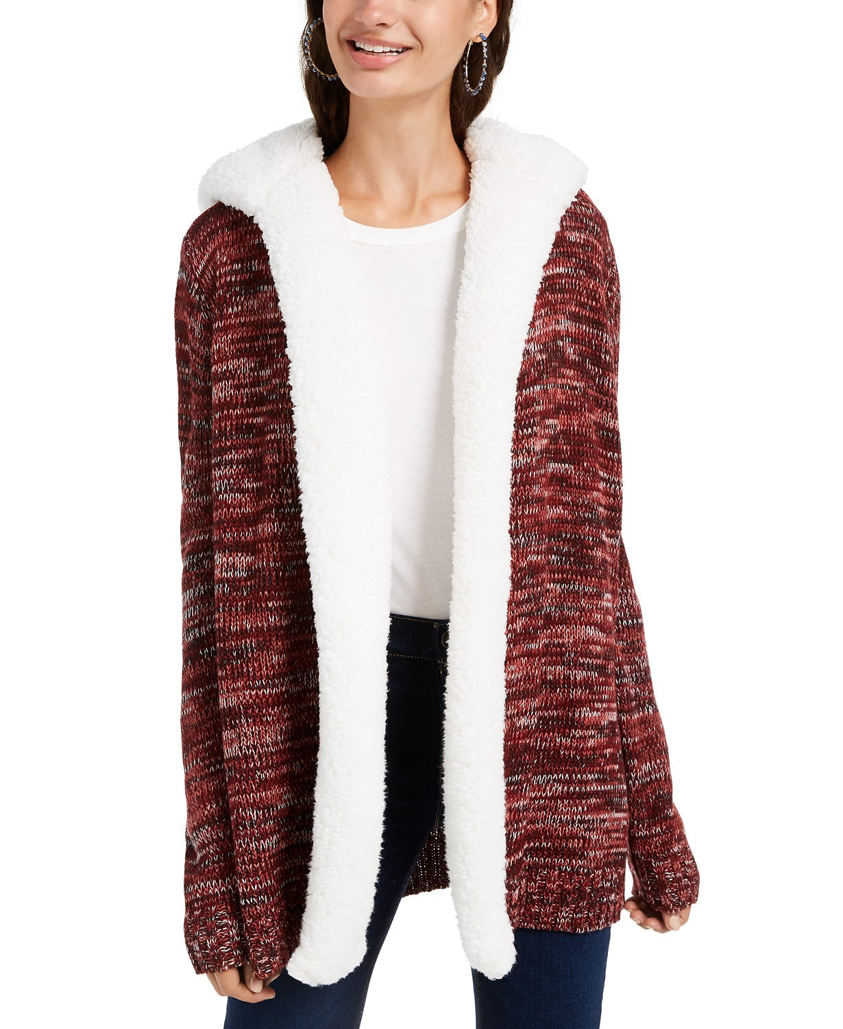 Cardigan Crave Fame Juniors Sherpa Trim Vermelho Tamanho P