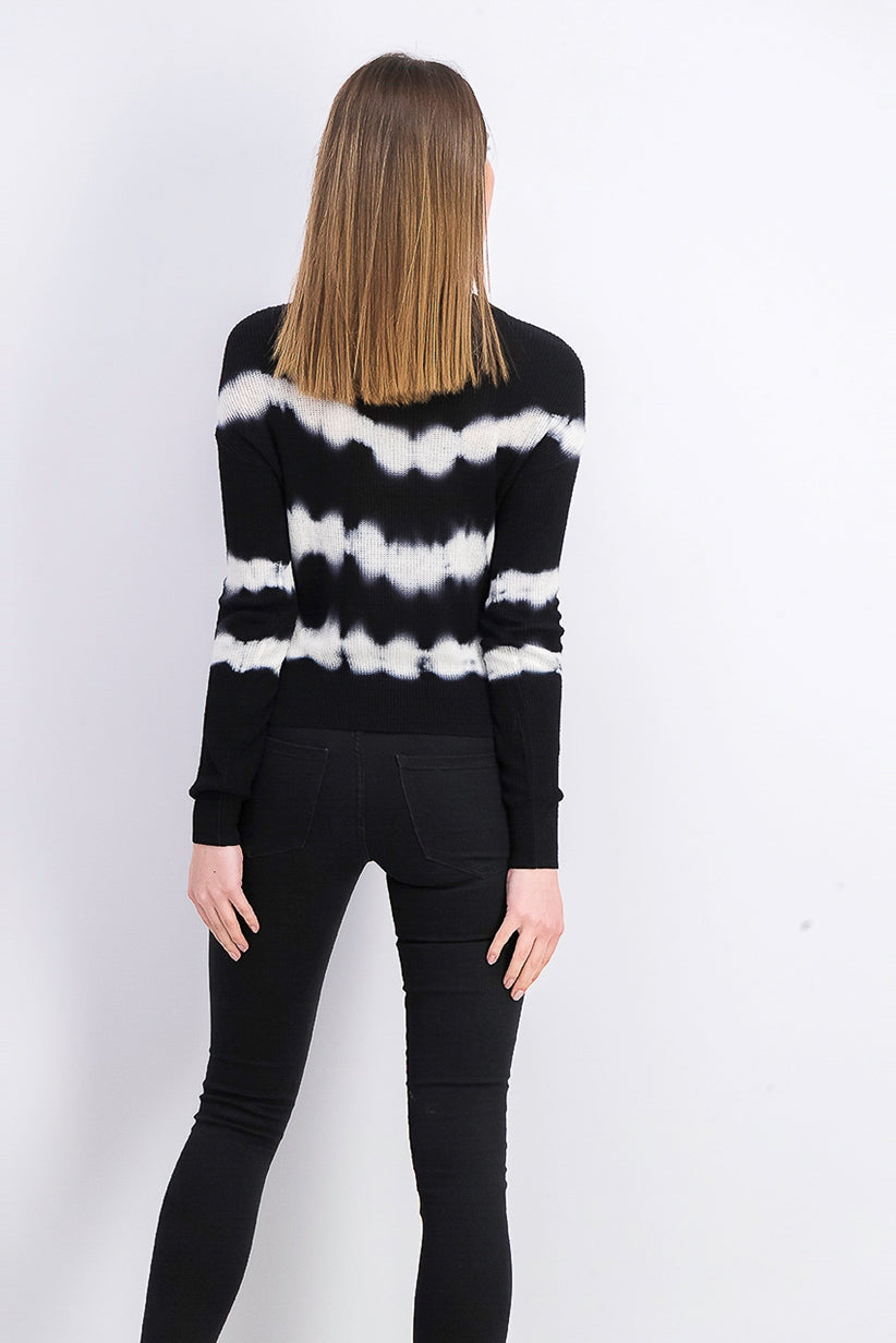 Suéter Crave Fame Juniors Tie-Dyed com gola redonda, preto, tamanho extra grande