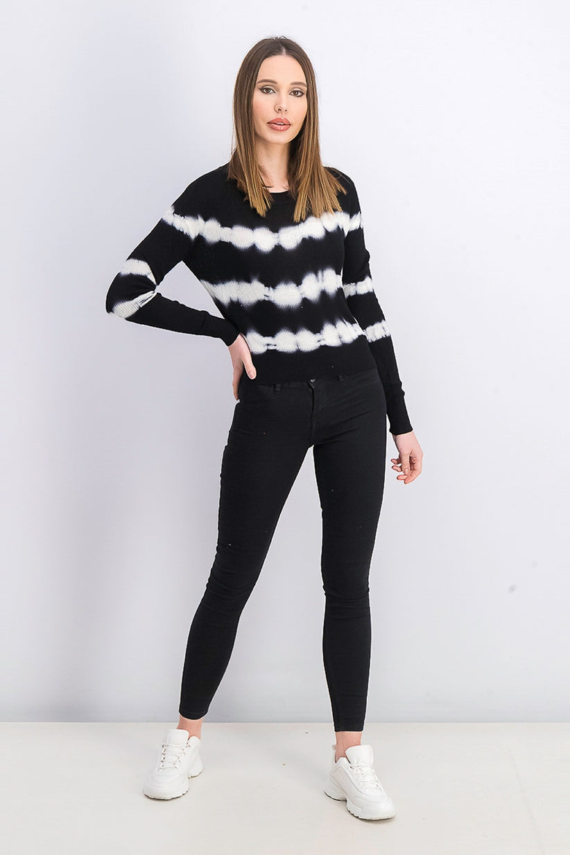 Suéter Crave Fame Juniors Tie-Dyed com gola redonda, preto, tamanho extra grande