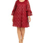 Vestido de renda com manga sino e tamanho grande Robbie Bee feminino, tamanho médio, vermelho, tamanho 2X