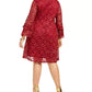 Vestido de renda com manga sino e tamanho grande Robbie Bee feminino, tamanho médio, vermelho, tamanho 2X