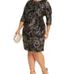 Vestido feminino Robbie Bee Plus Size com estampa de folha e nó lateral, preto, tamanho extra grande
